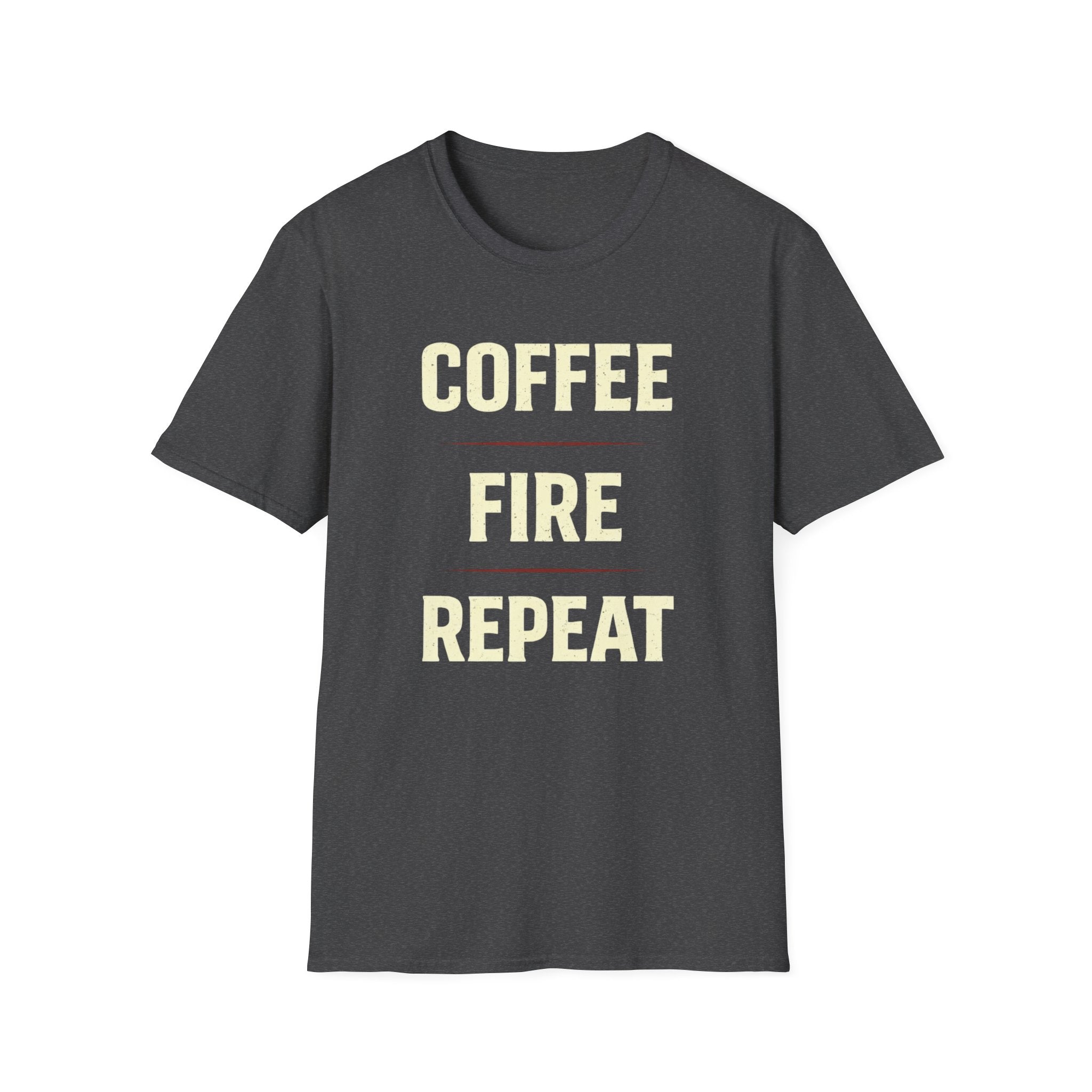 Coffee Fire Repeat - Bold Text T-Shirt