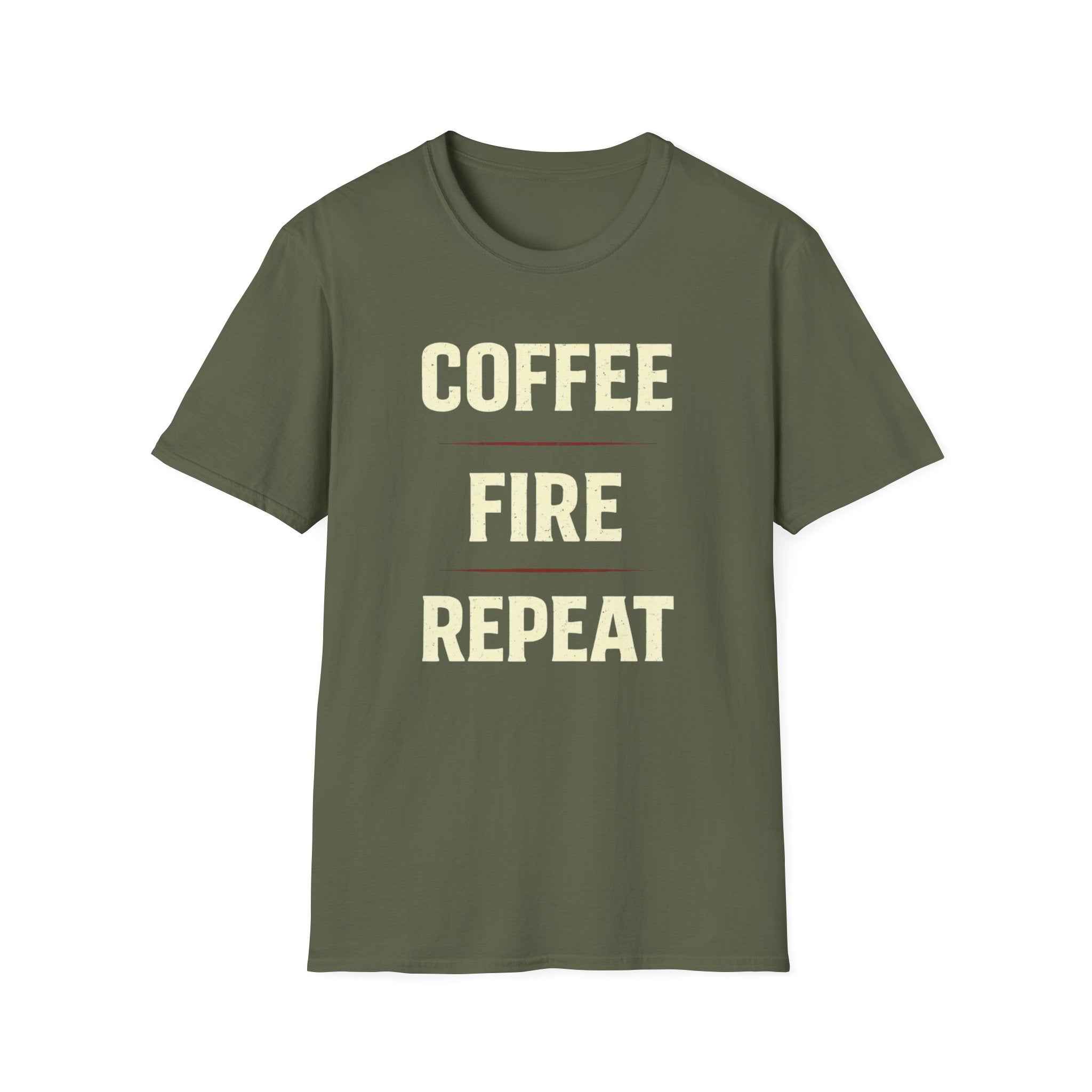 Coffee Fire Repeat - Bold Text T-Shirt