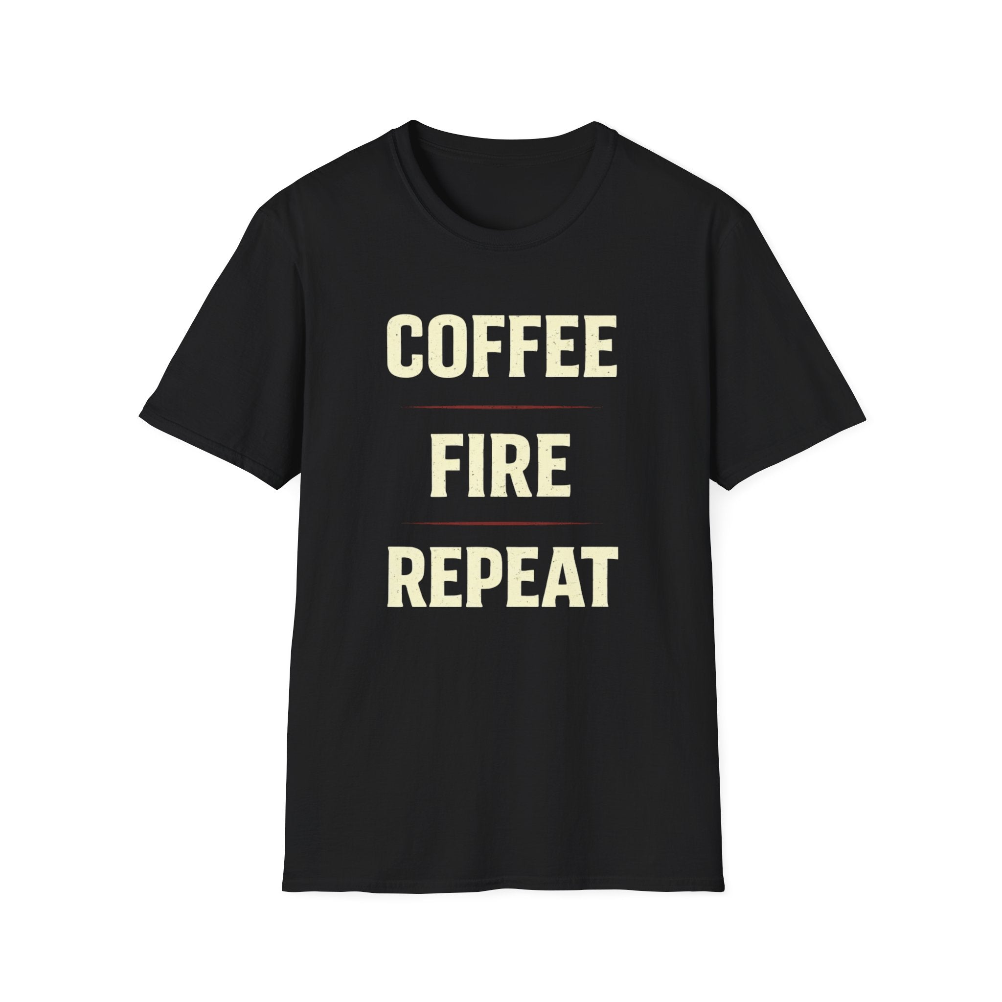 Coffee Fire Repeat - Bold Text T-Shirt