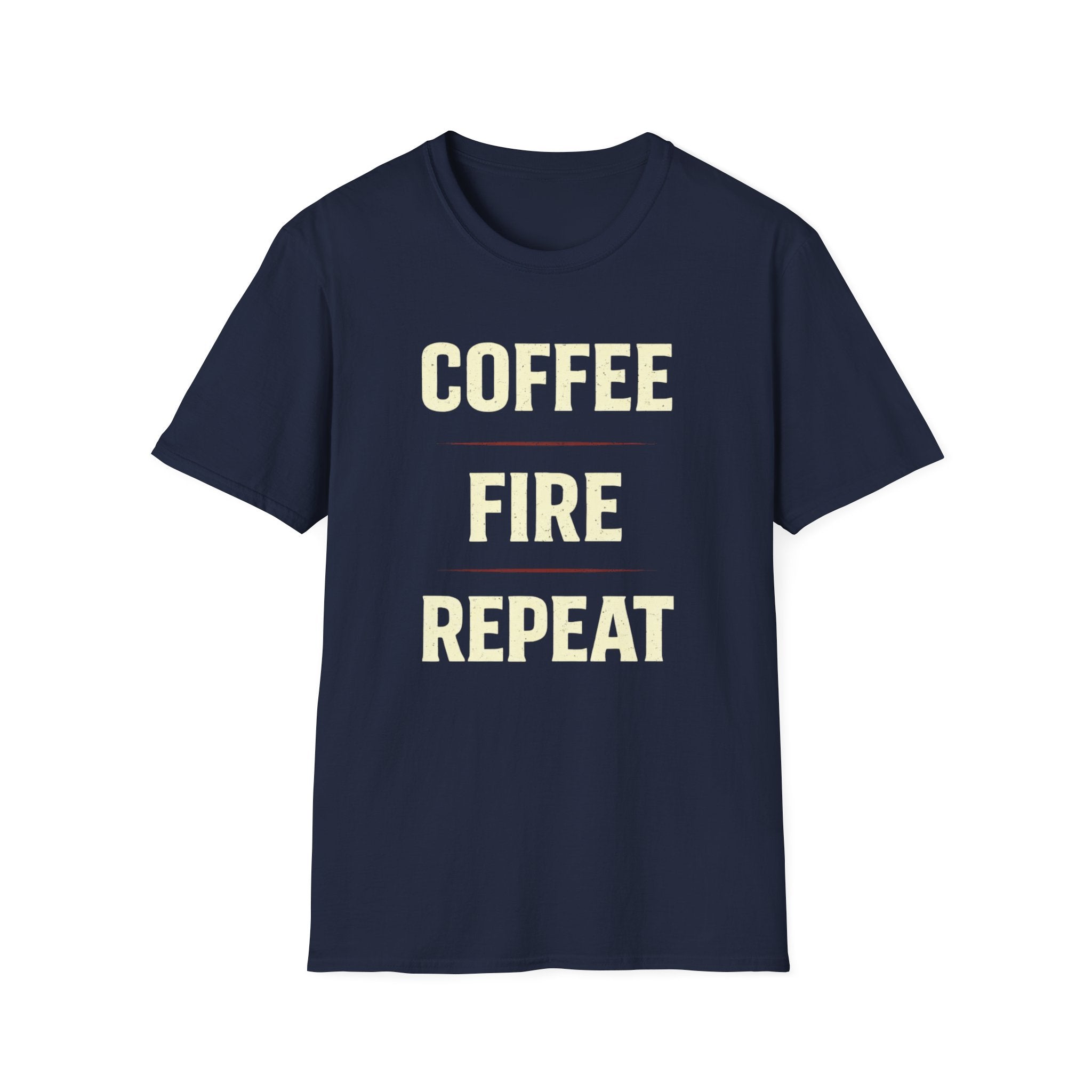 Coffee Fire Repeat - Bold Text T-Shirt