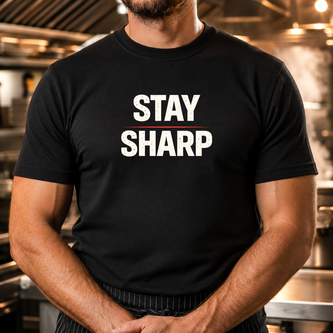 Stay Sharp - Bold Text T-Shirt