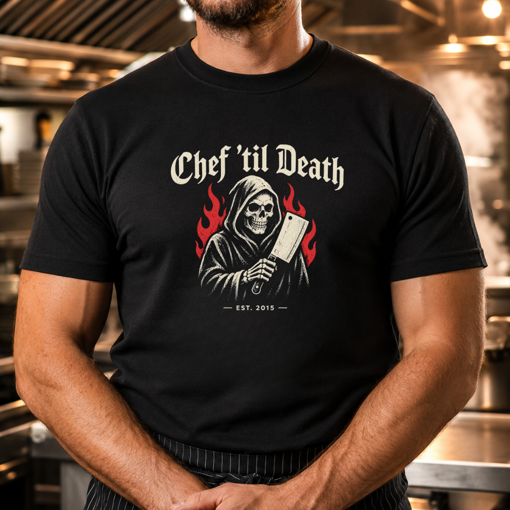 Chef 'til Death Grim Reaper Cleaver Tshirt