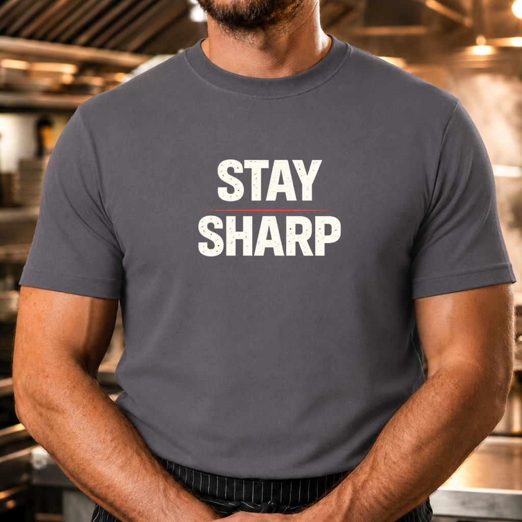 Stay Sharp - Bold Text T-Shirt