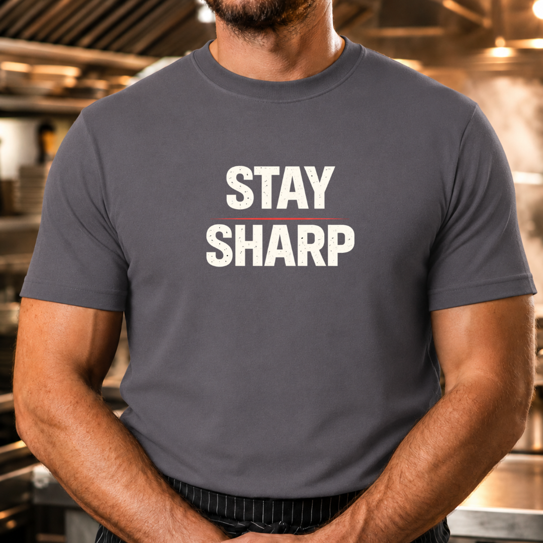 Stay Sharp - Bold Text T-Shirt