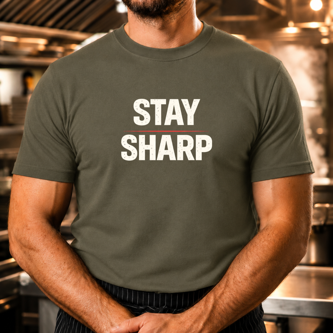Stay Sharp - Bold Text T-Shirt