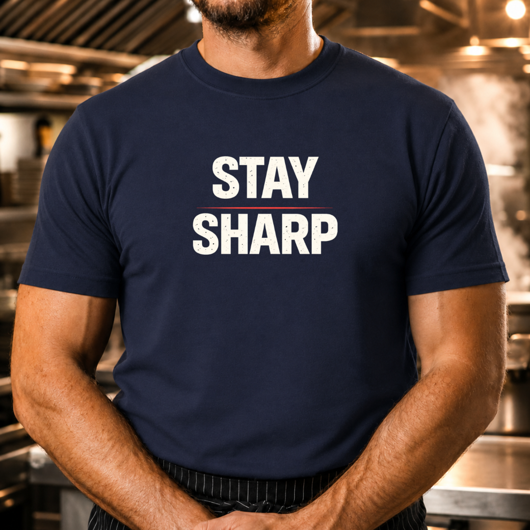 Stay Sharp - Bold Text T-Shirt