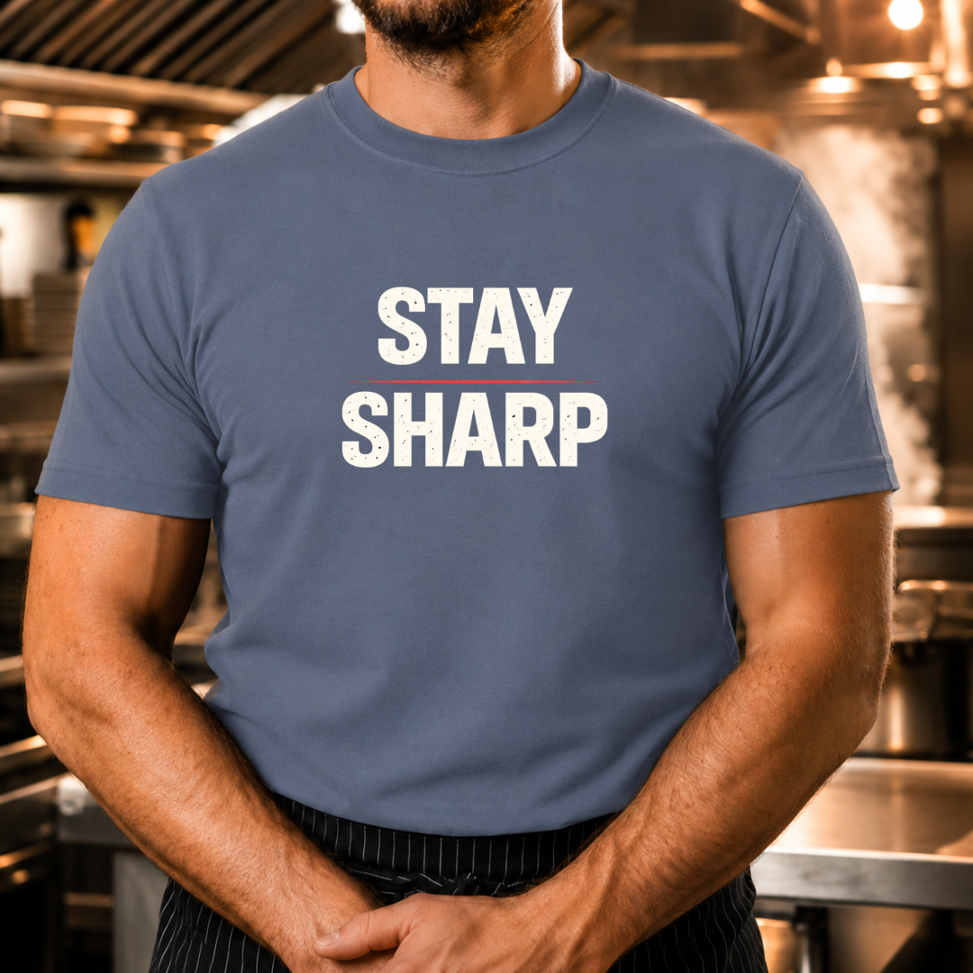 Stay Sharp - Bold Text T-Shirt